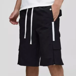 Plus Loose Fit Cargo Acid Wash Jersey Shorts