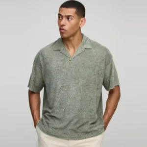Oversized Boxy Pinstripe Revere Polo