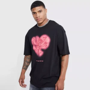 Oversized Floral Line Drawing Scuba T-shirt