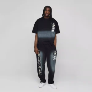 Regular Fit Man Graphic Flared Stacked Hooded Tracksuit
