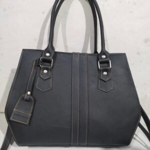 Black Leather Buckle Tote Bag