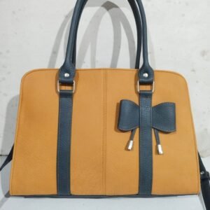 Tan Navy Leather Bow Satchel