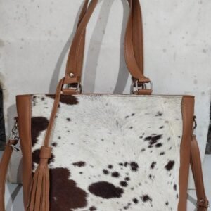 Cowhide Leather Tassel Tote Bag