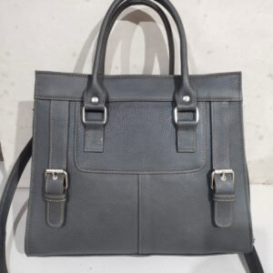 Black Structured Leather Tote