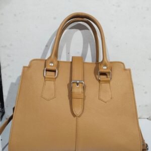 Tan Leather Satchel with Buckle
