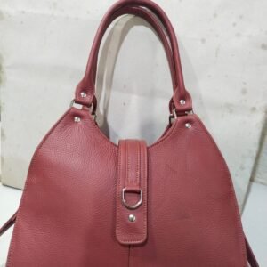 Reddish Pink Leather Hobo Bag