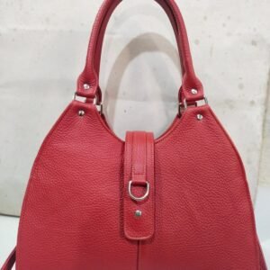 Red Leather Hobo Bag with Buckle