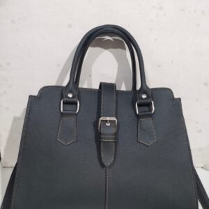 Black Leather Buckle Satchel