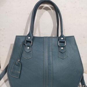 Teal Blue Leather Tote