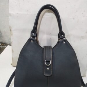 Black Leather Buckle Hobo Bag