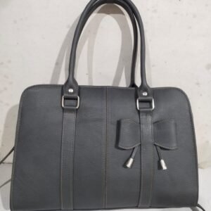 Black Leather Satchel with Bow
