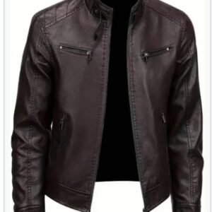 Brown Leather Biker Jacket