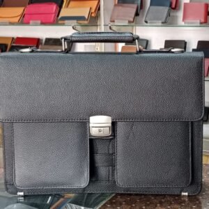 Dark Grey Leather Briefcase