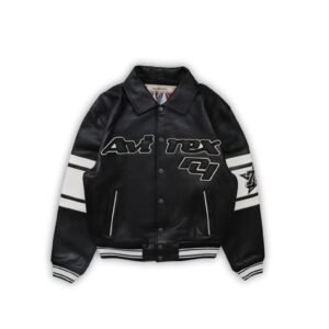Black Avirex Varsity Bomber